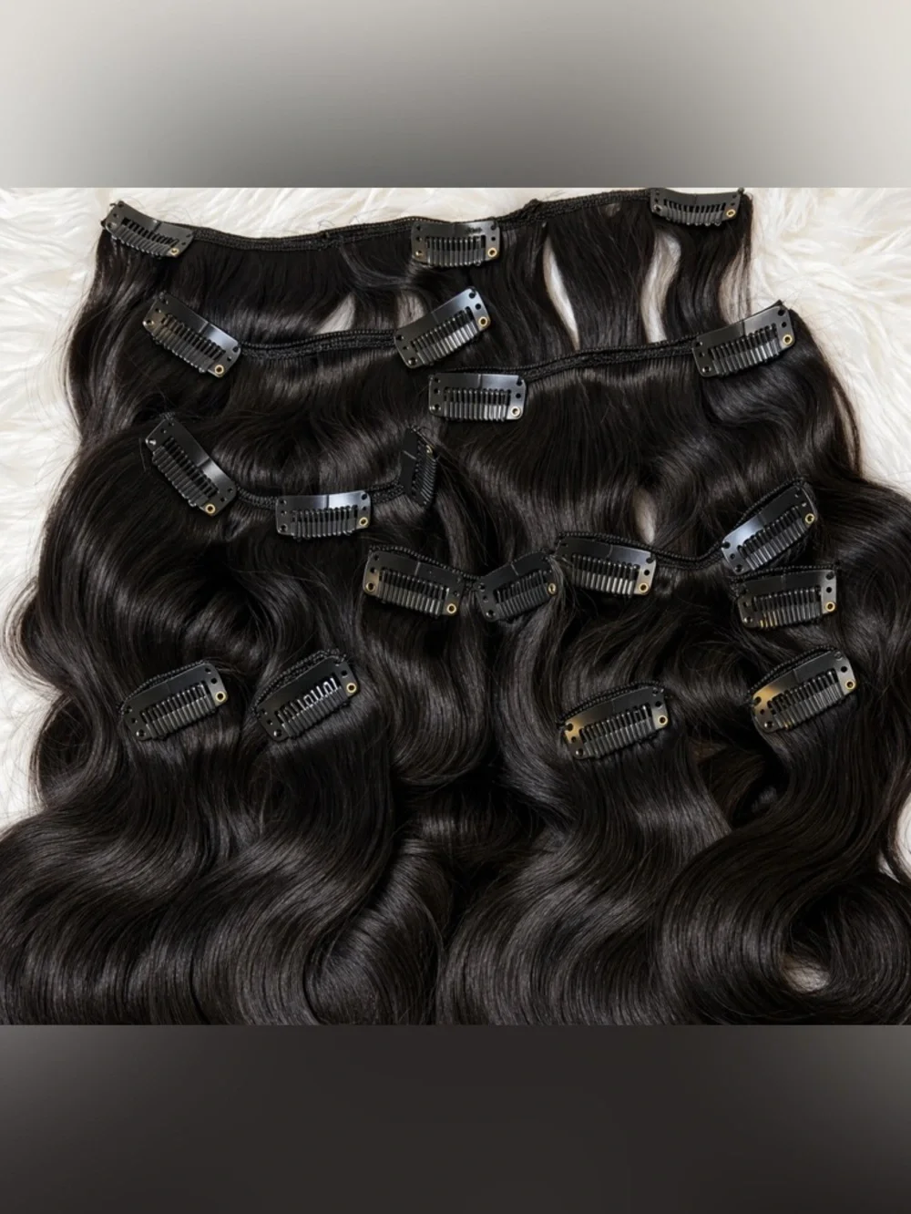 100% Human Hair Clip In Extensions 14 Inch Body Wave Black Full Set